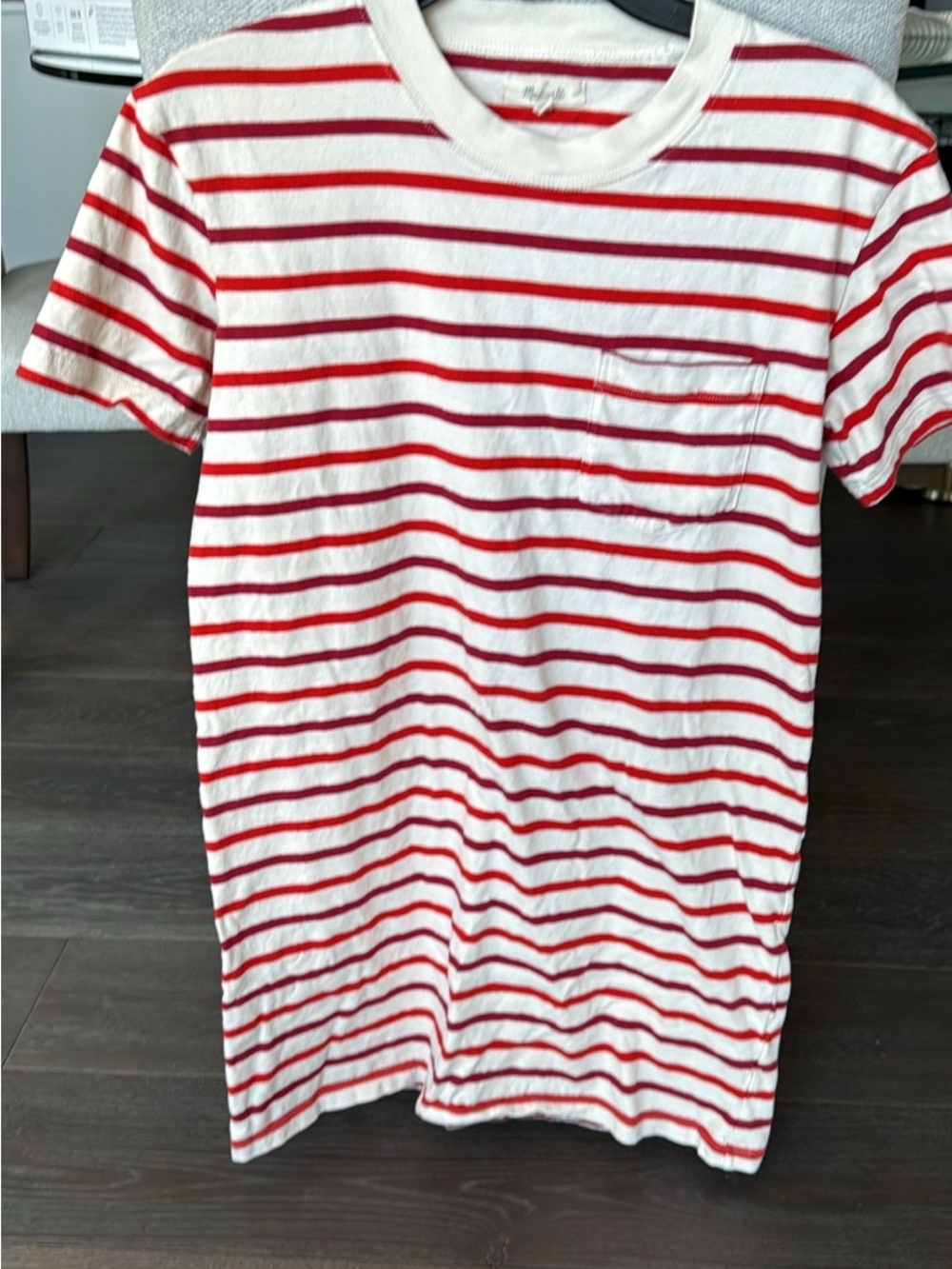 Madewell Red and White Striped Pocket Mini Dress